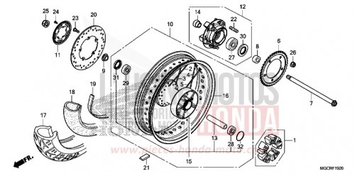 ROUE ARRIERE (CB1100CA/CAD) CB1100CAJ de 2018